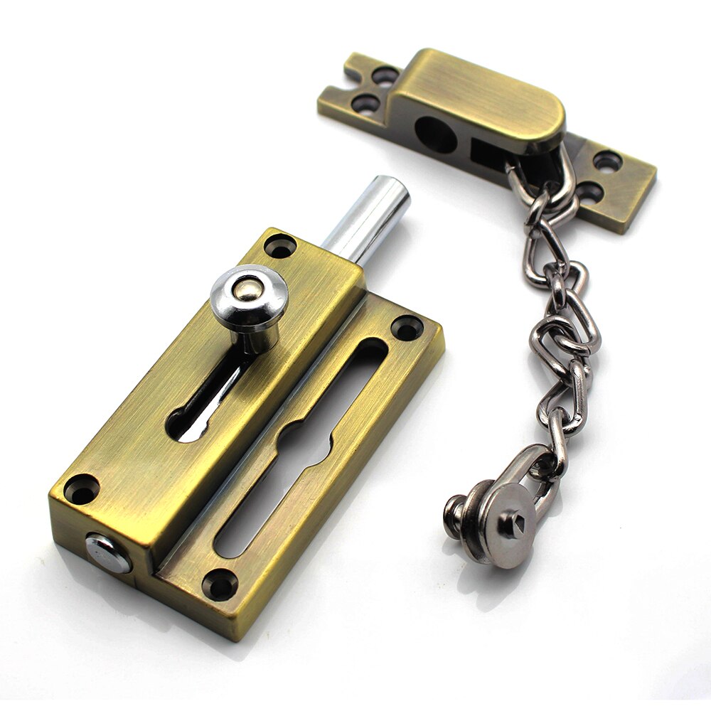 Defender Security Heavy Ultra-thick Door Bolts with Anti-Theft Chain,Duty Latch Lock for inside door,Zinc Alloy Construction