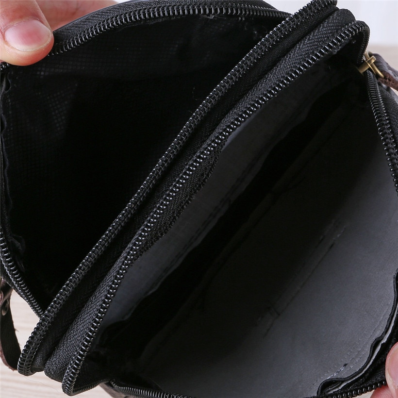 Smal vintage män ren färg läder man svarta plånböcker myntväska telefonväska clutch midjeväska carteira masculina