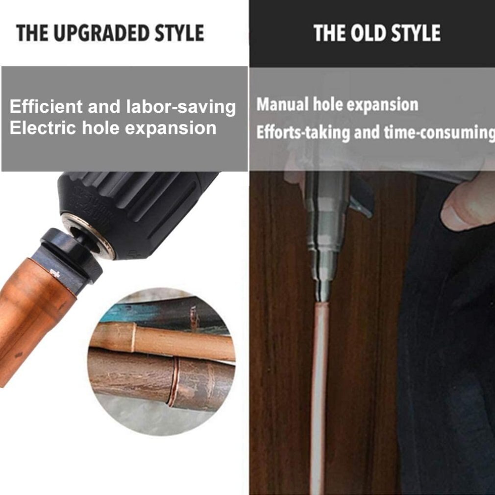 6pcs/set Swaging Tool Drill Bit Manual Copper Pipe Swage Tool Drill Bit Handle Hvac Repairing Set