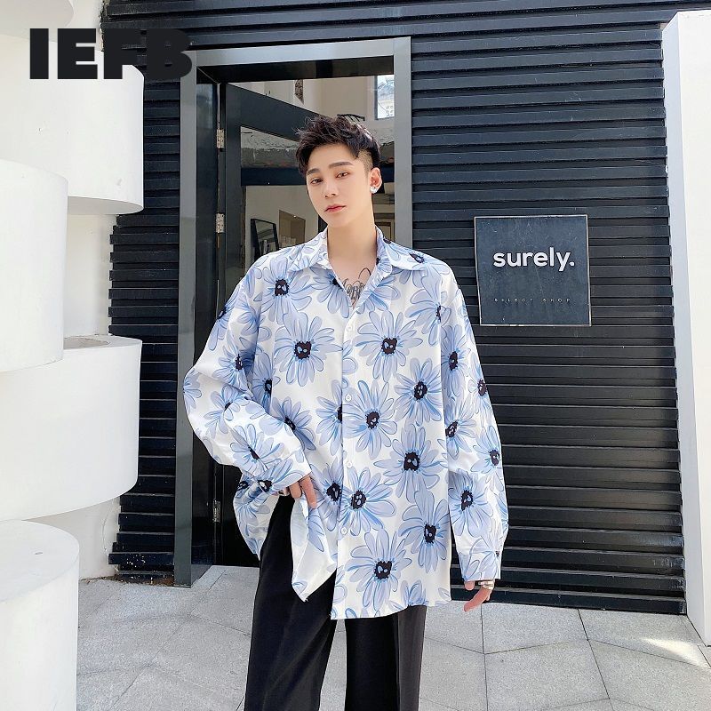 IEFB Men's Wear Loose Spring Logn Sleeve Shirts For Male Fashionable Single Breasted Lapel Shirts Male 9Y4044