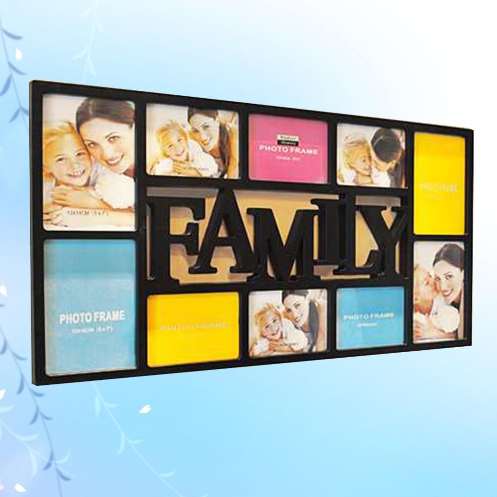 Plastik fotoramme 10 slots rammer til billeder porta retrato billedramme med store bogstaver til vægdekoration 74 x 38cm
