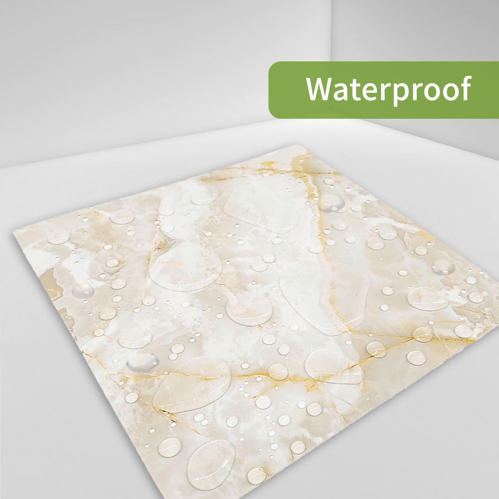 Funlife® White and Gold Marble Tile sticker Peel &amp; Stick Removable Wallpaper Kitchen Backsplash Waterproof Self-Adhesive kitchen