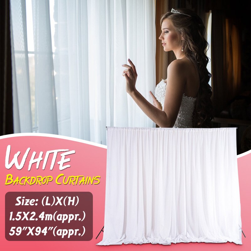 White Sheer Silk Cloth Drapes Panels Hanging Curtains Photo Backdrop Wedding Party Events DIY Decoration Textiles 2.4x1.5M