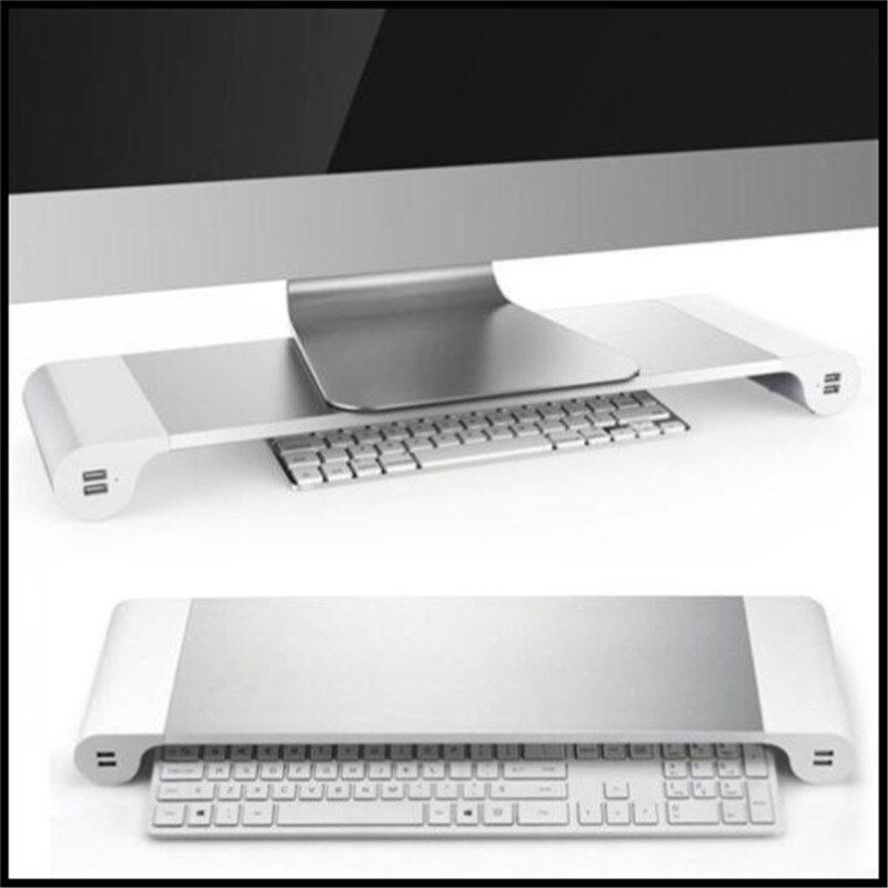 Smart Base Holder Stand Desktop Aluminum Alloy Multifunction Computer Stand With 4 USB Port For PC Laptops&Monitor