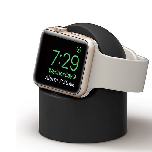 Station de charge de nuit en Silicone pour Apple Watch, pour Apple watch 6 5 4 3 2 SE iWatch 44mm 42mm 40mm 38mm, pour apple Watch: black