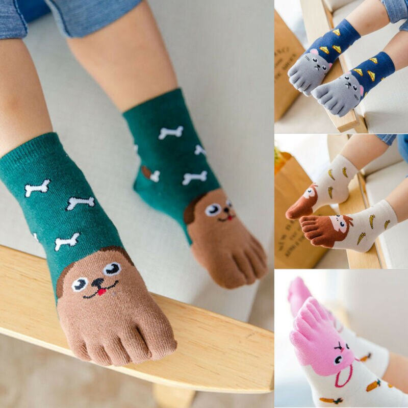 Toddler Baby Kids Girls Boys Cartoon Socks Babies Child Animal Five Fingers Sock Hosiery Toe Sock Accessories