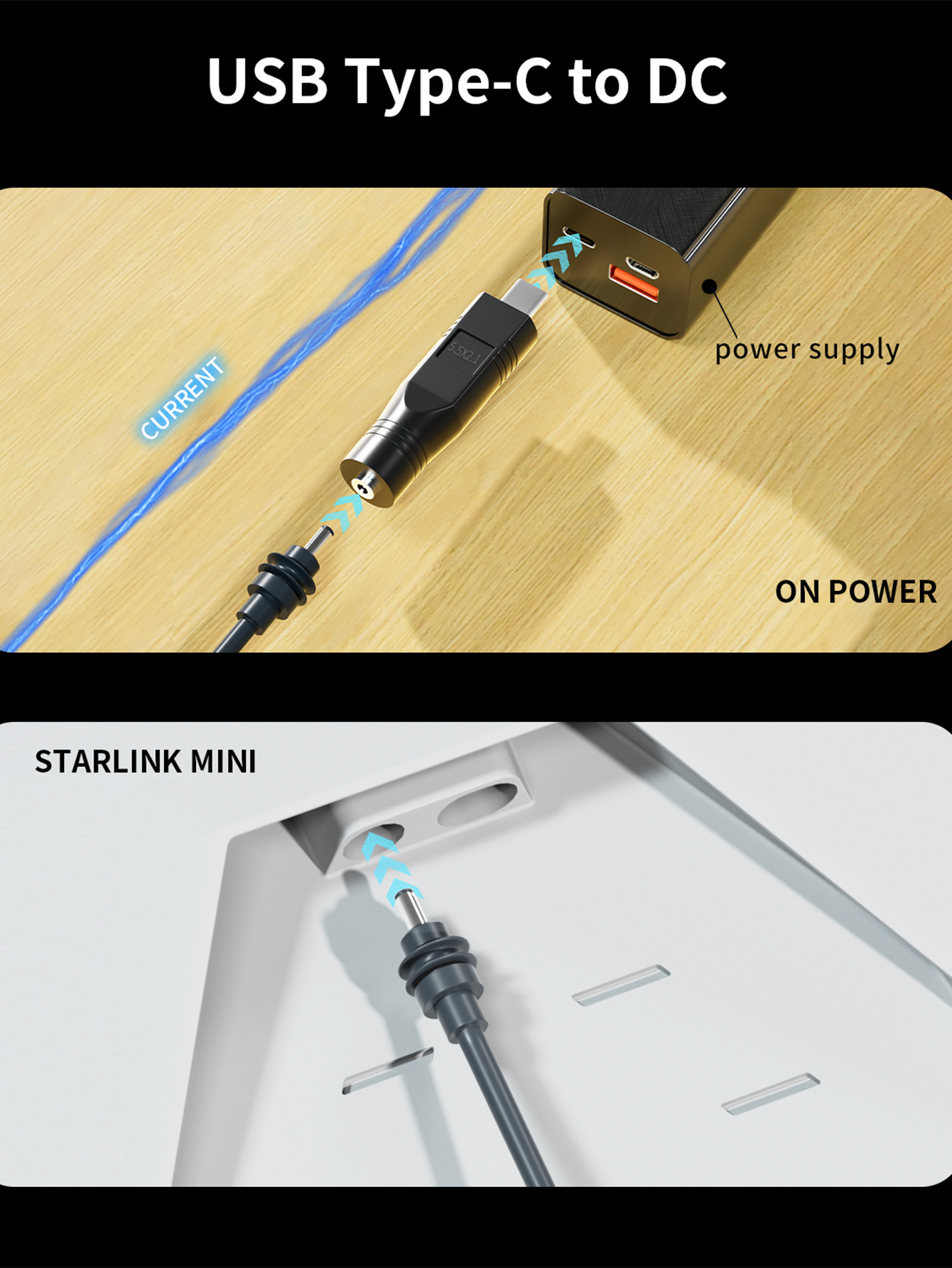 Starlink Mini accesorios Starlink Ethernet Adapte, mini cable starlink, starlink mini usb c, Starlink mini DC Cable de alimentación a USB-C