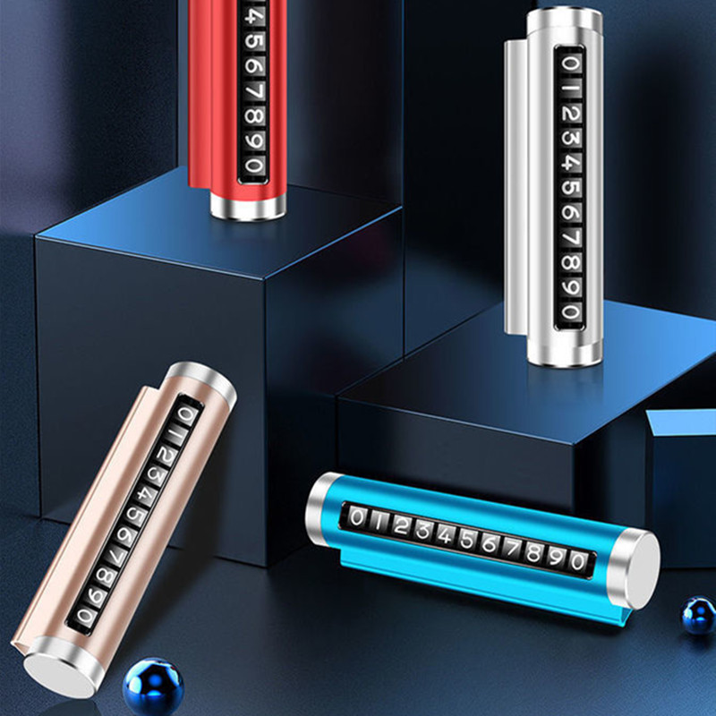 Metalen auto tijdelijke parkeerkaart universeel draai telefoonnummerplaat aluminium stickers parkstop in auto-styling auto-accessoires