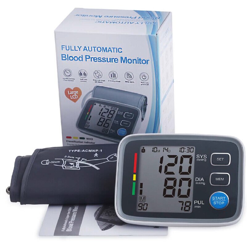 Grote Lcd Display Digitale Bloeddrukmeter Tonometer Bloeddrukmeter Pulsometros Gezondheid Monitor Voor Hart Bloed