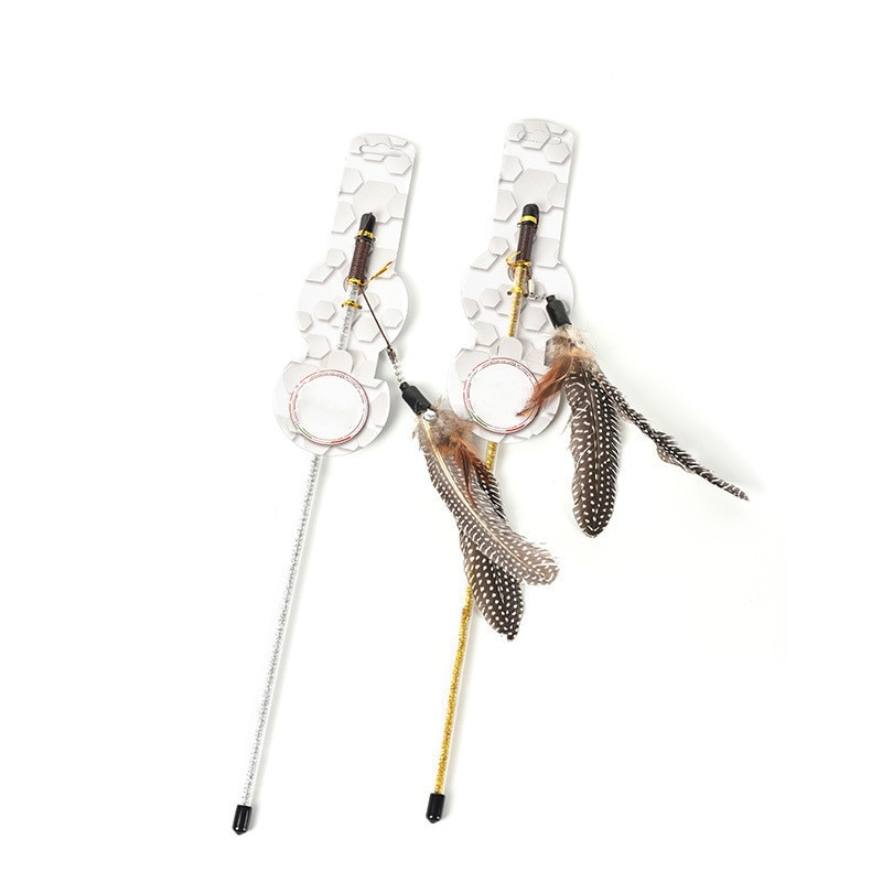 1Pc Cat Interactive Toy Stick Feather Wand with Small Bell Mouse Cage Toys Plastic Artificial Colorful Cat Teaser Toy Supplies