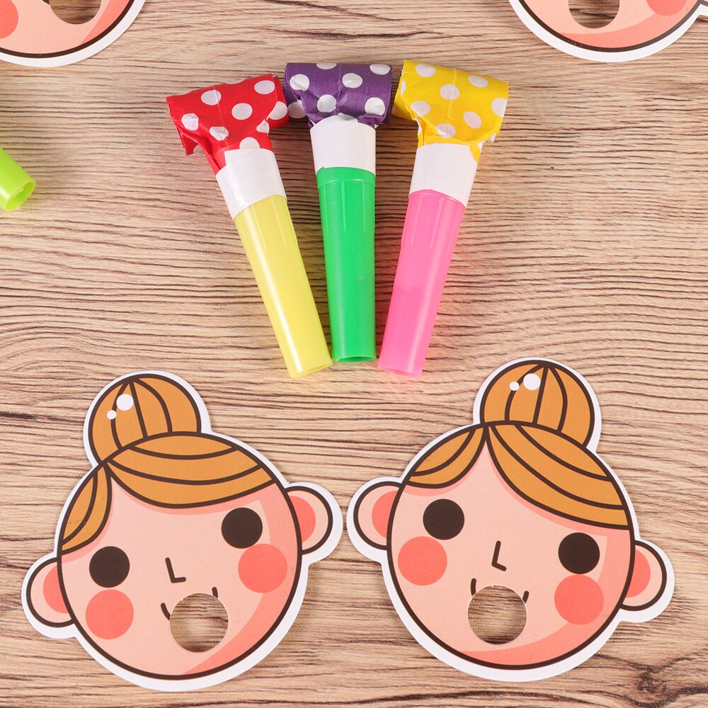 10 Stuks Blowout Fluitjes Kids Cartoon Noisemakers Juichen Props Verjaardag Feestartikelen: Little Girl