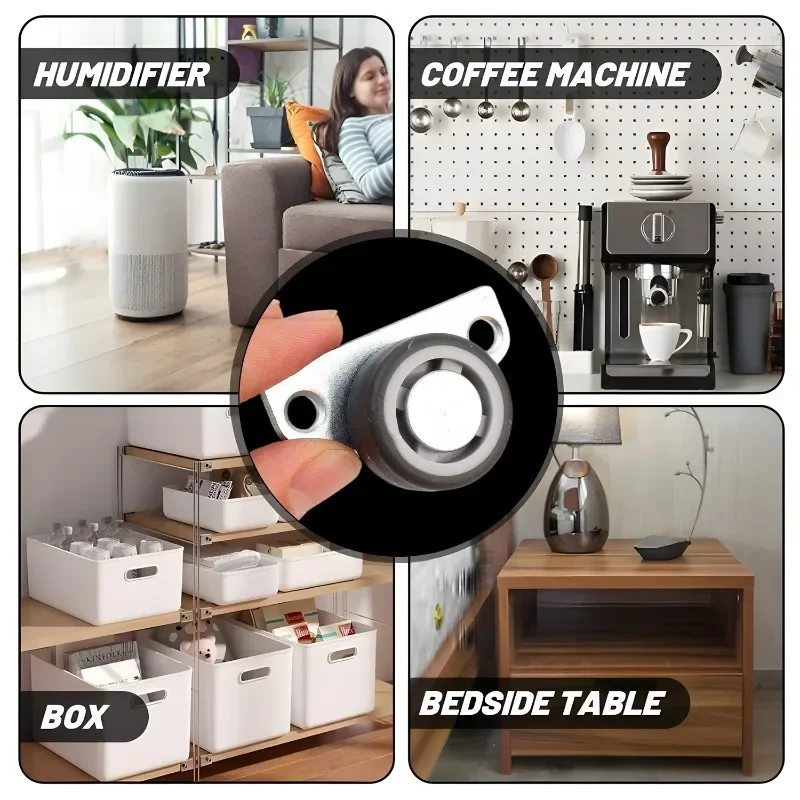 12-1pcs Side Mount Caster Wheels Mini Silent Rubber Furniture Castors Directional Cartwheels For Trolley Drawer Kitchen Cabinet