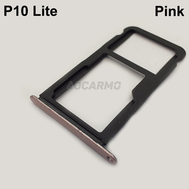 Aocarmo-soporte para MicroSD para Huawei P10 Lite, bandeja de tarjeta Sim Nano, pieza de repuesto para ranura: Pink