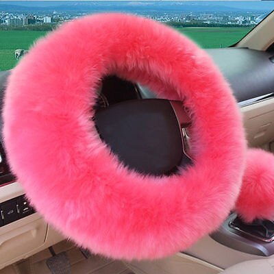 Lot de 3 housses de volant longues et chaudes en peluche pour l'hiver, accessoire de frein à main pour voiture