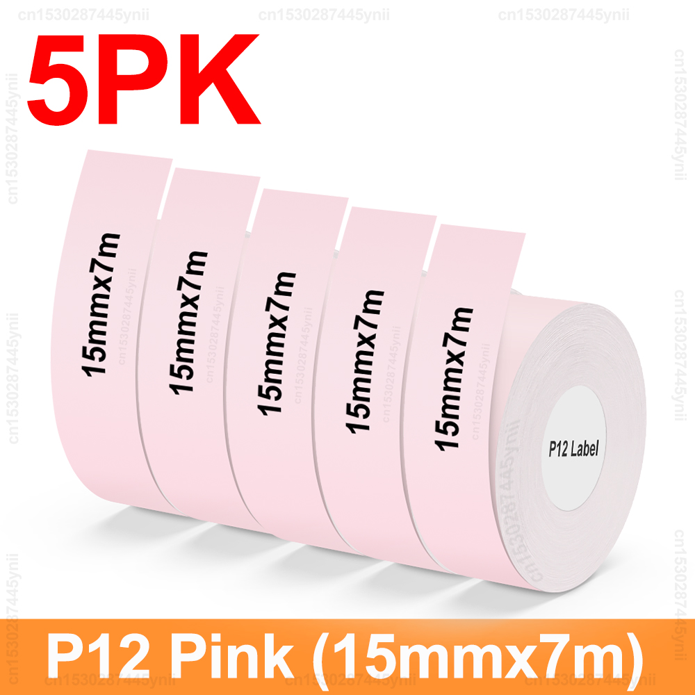 5/10 pces p12 etiqueta rolo de papel 15mm x 7m auto-adesivo etiqueta térmica contínua apto para marklife p12 p15 p11 d30 fabricante de etiquetas: LM