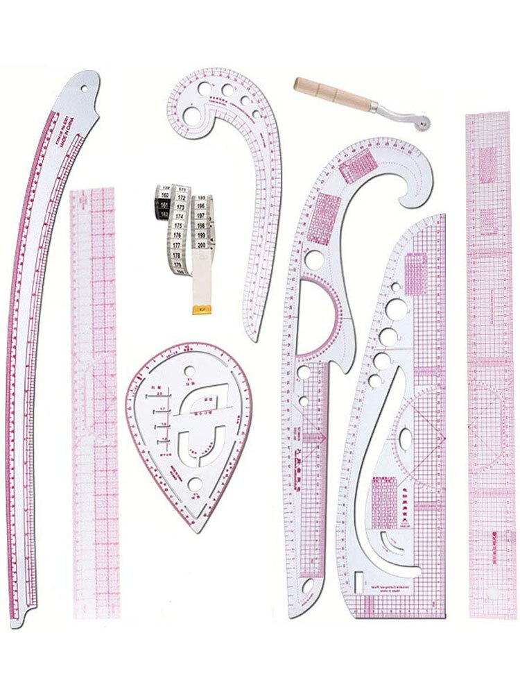 Artracyse French Curve Ruler Sewing Ruler Small Ruler Clear Sewing Patterns Rulers Curves Fabric Ruler for Pattern Making: 9Pcs