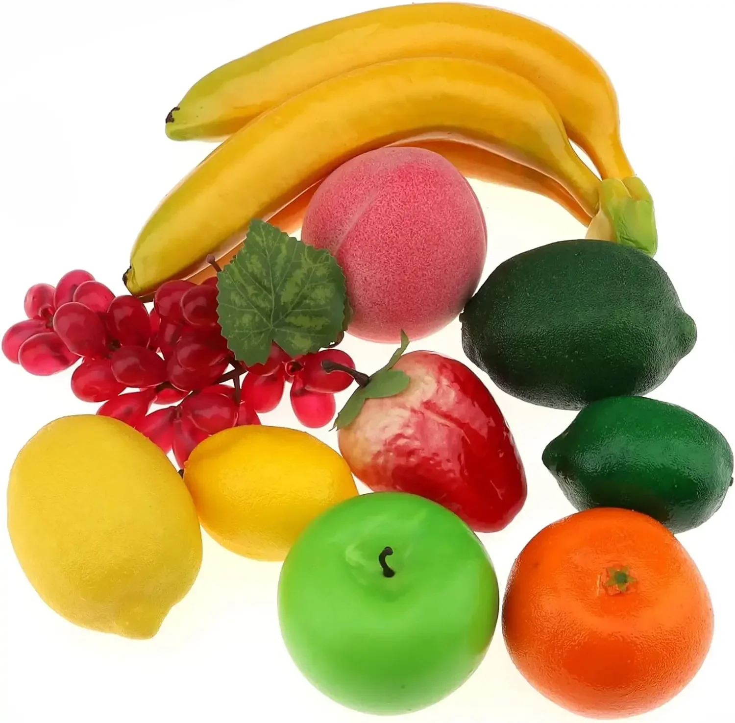 Conjunto de frutas artificiales, decoración del hogar, piña, uva, fresas, aceite de pera, naranja, limón, cera, manzana, plátano, melocotón, combinación