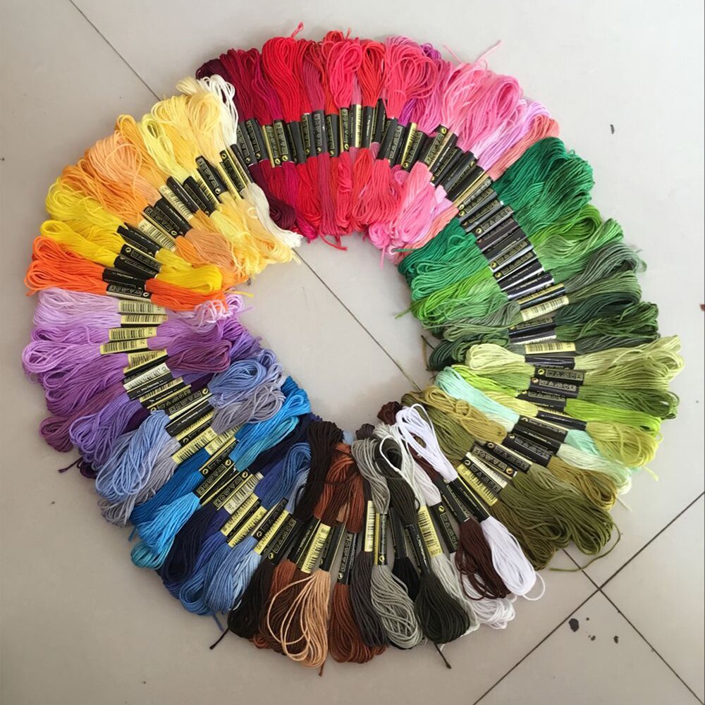 50 Pcs Random Color Embroidery Line Thread DIY Silk Line Branch Threads Similar Thread Floss Skein Cross Stitch Thread