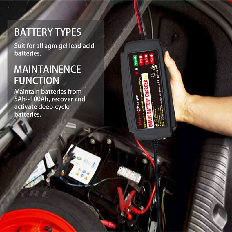 Automatische Smart 12V Auto Batterij Oplader Voor Zowel Lood-zuur Batterijen En Lithium Ion Batterijen Motorfiets Boot