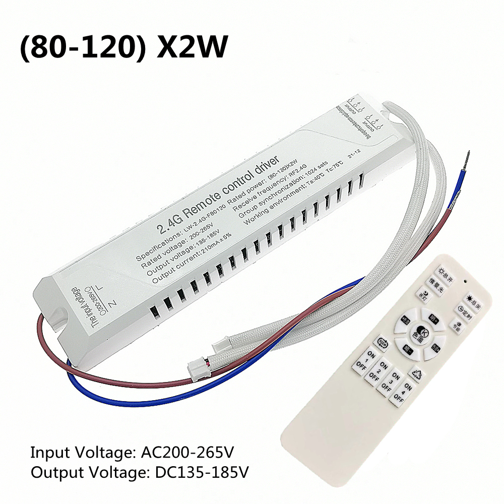 Transformadores de luz LED con controlador, 20W-80W-120W x2 210mAW con control remoto RF de 2,4G, atenuación cambiable de Color para lámpara de techo, accesorios DIY: Marfíl