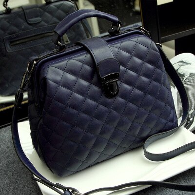 Retro Doctor Bag Schuin Bag Lady Handtas Enkele Schoudertas Gemalen Huid True Lederen Tas: Dark Blue