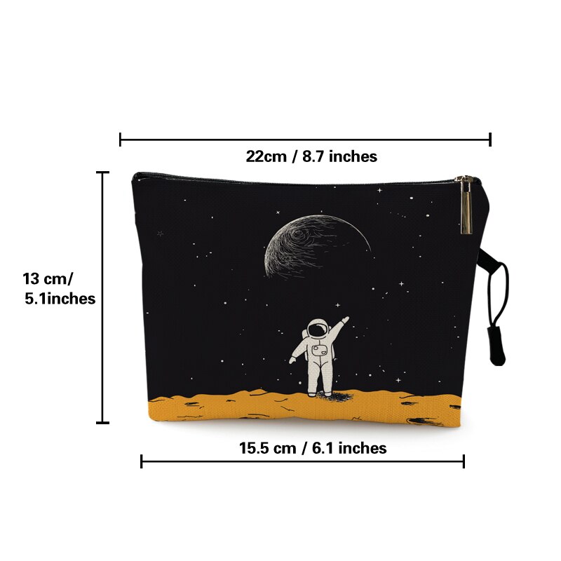 Creativo Spaceman astronauta stampa Designer trucco borsa Mascara De Boca pennello cosmetico rossetto sacchetti borsa estetista regalo