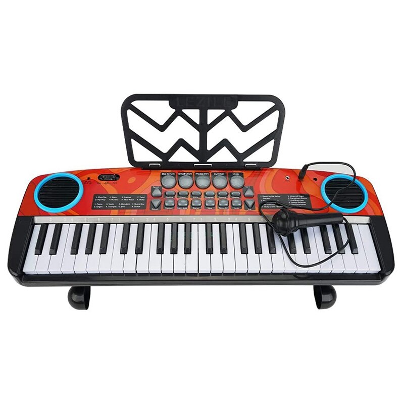 Teclado eléctrico de Piano Digital para niños, 49 teclas, con micrófono y soporte de música, teclado electrónico portátil para principiantes: Default Title