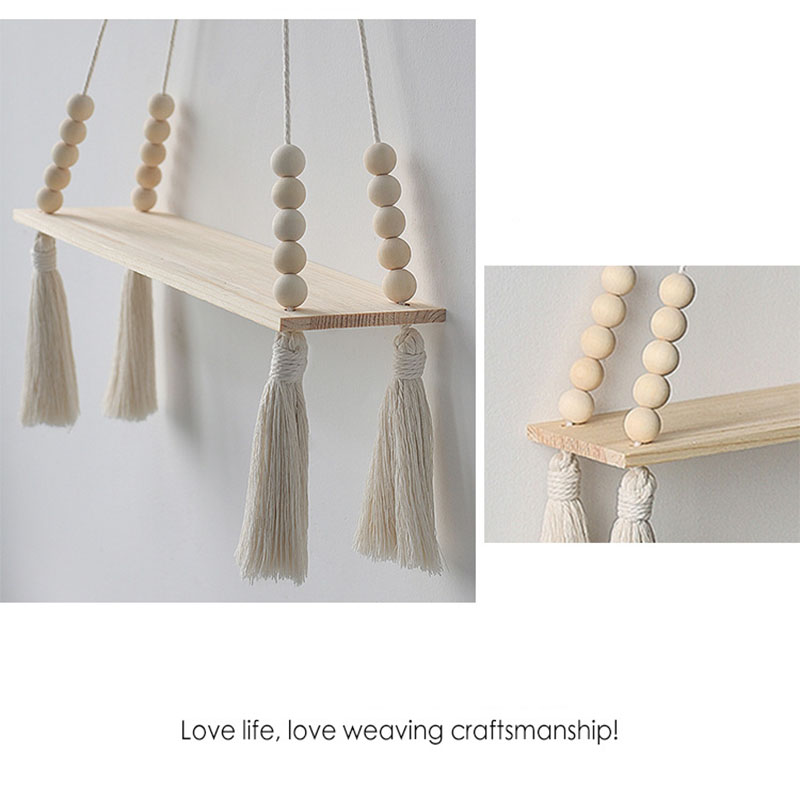 Étagères suspendues en macramé pour décoration murale, Triangle, étagères flottantes en bois, décoration Boho de ferme rustique pour chambre à coucher