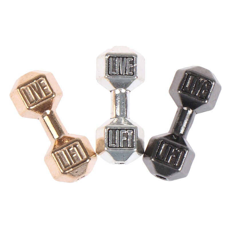 2Pcs 1/12 Dollhouse Miniature Barbell Dumbbells Fitness Weights Gym Model Toys