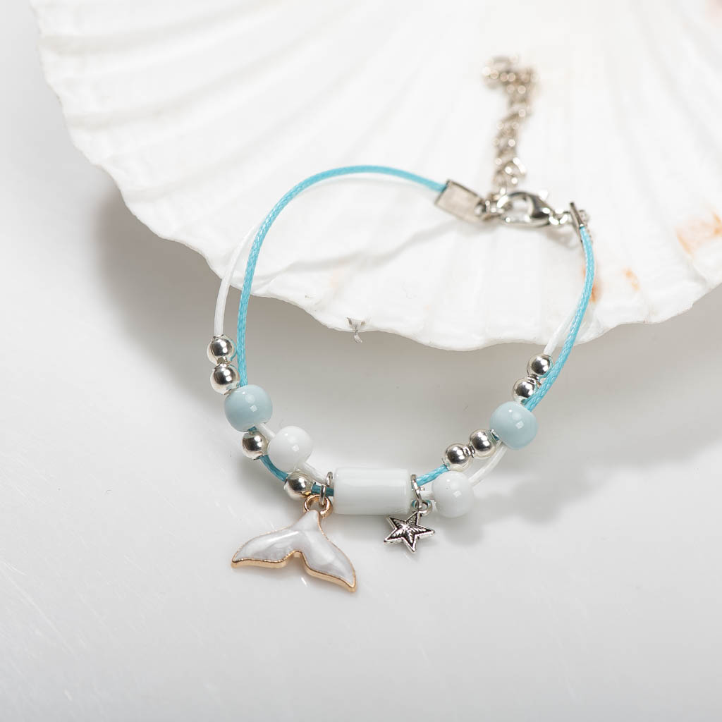 Leuke Walvis Keramiek Met Metalen Drip Glazuur Hanger Armband Hand-Wowen Charms Armbanden Armbanden # XN060: VERMEIL