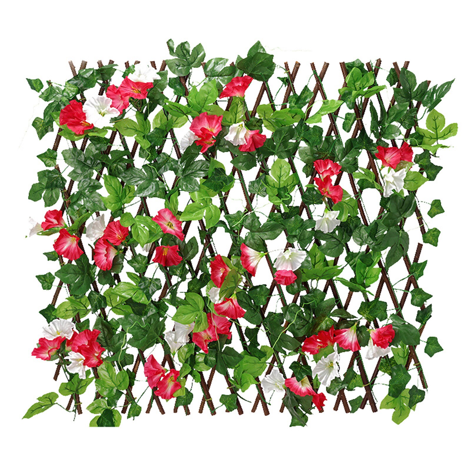 Retractable Artificial Garden Trellis Fence Expandable Faux Ivy Privacy Fence Wood Vines Climbing Frame Gardening Plant Decor: White