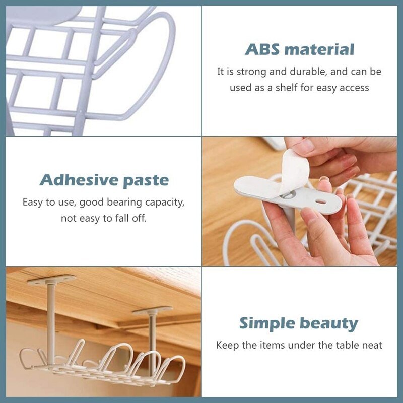 Desk Cable Management 2 Pack Cable Management Tray Wire Cable Tray Organizer for Office & Home, White
