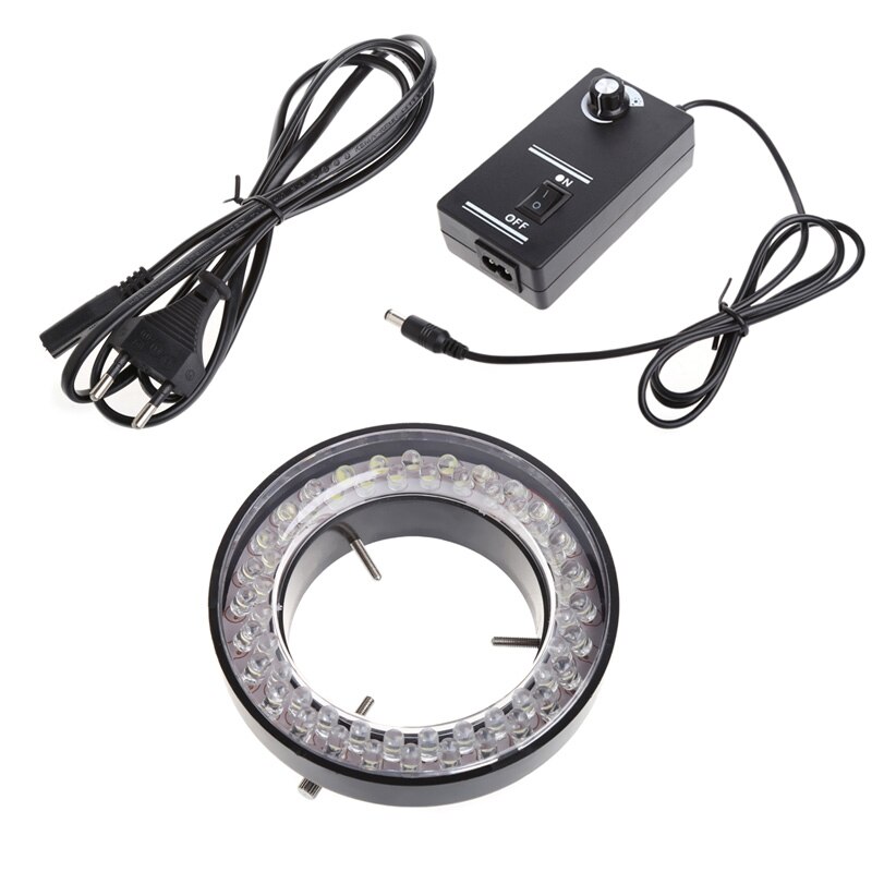Lampe illuminateur annulaire réglable à 56 LED, pour Microscope à ZOOM stéréo, source de luminosité réglable, variateur de caméra SMD