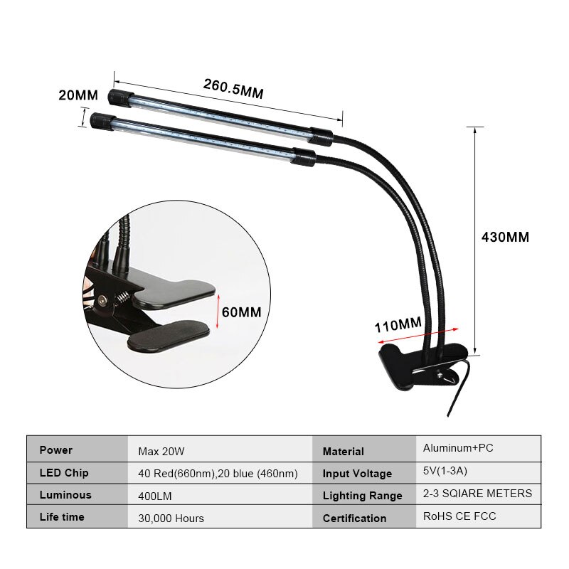 Foxanon-bombillas LED para lámpara de cultivo, 8 niveles, regulable, espectro completo, temporizador, Phyto, para interior, luz de invernadero de jardín