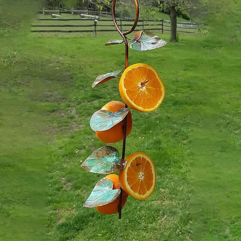 Metal Hummingbird Bird Feeder Suspended Leaf Decorative Garden Art Birdfeeder Hanging for Outdoor Yard Patio Decoration