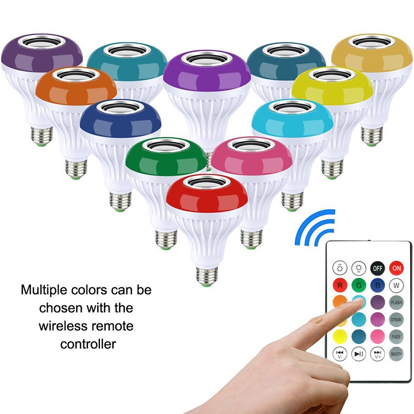 E27 Smart RGB RGBW Draadloze Bluetooth Speaker LED Lamp Licht 12 W Dimbare Muziek Led Lamp met 24 Toetsen Afstandsbediening controle