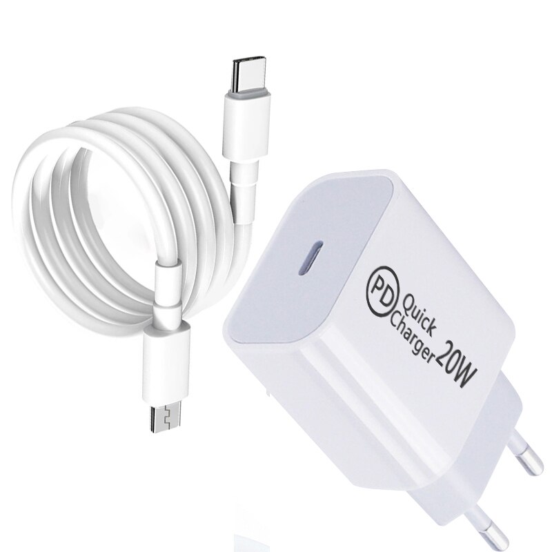 20W USB-C Pd Charger Charger AU/EU/US/UK plug For Iphone 12 Pro Samsung Quick Charge QC 3.0 Type C Charge cable fast charger