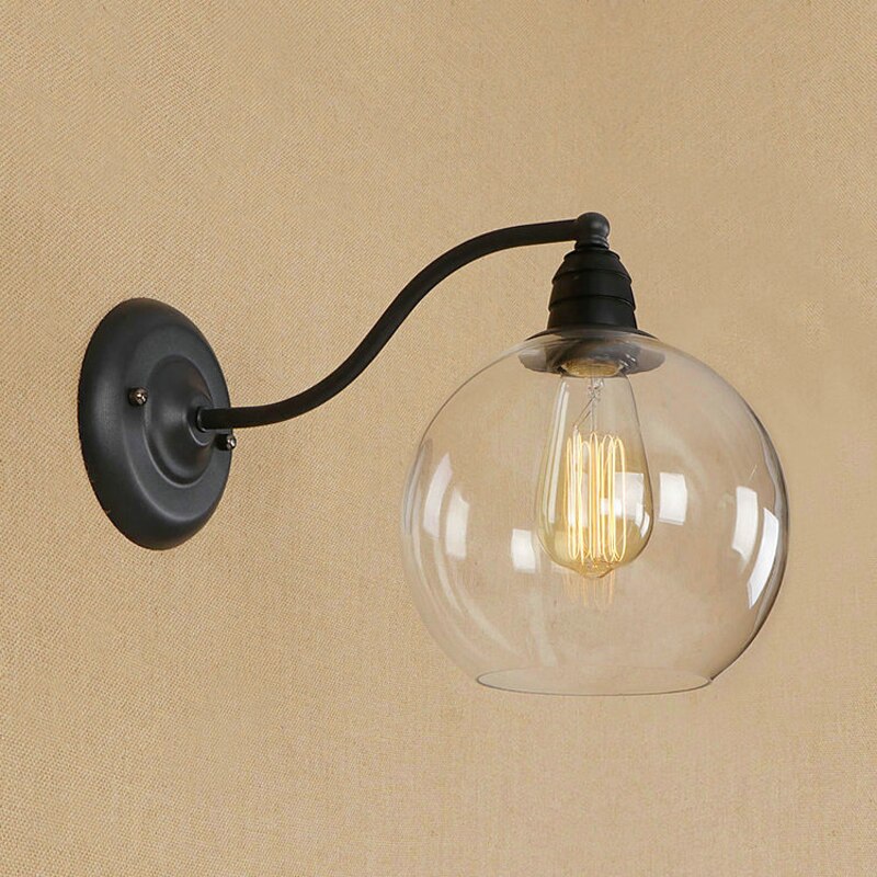 Utomhus loft retro vägglampa café dekoration smidesjärn enhuvud utomhus korridor gång glas vattentät vägglampa