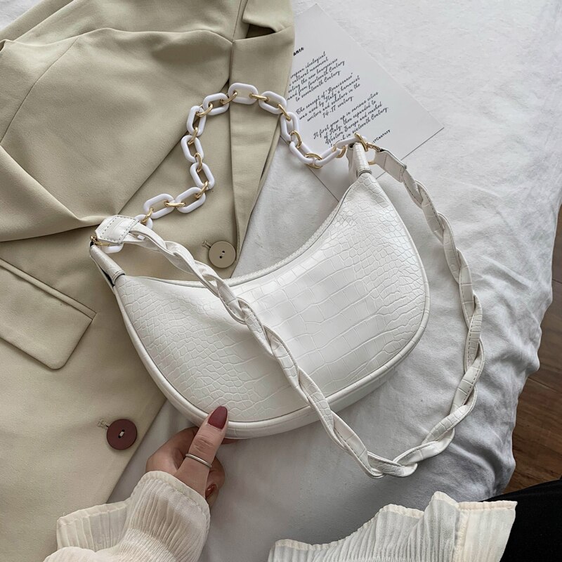 Mode Steen Patroon Pu Lederen Crossbody Tassen Voor Womenshoulder Messenger Bag Lady Effen Kleur Keten Handtassen En Portemonnees: Beige stone pattern
