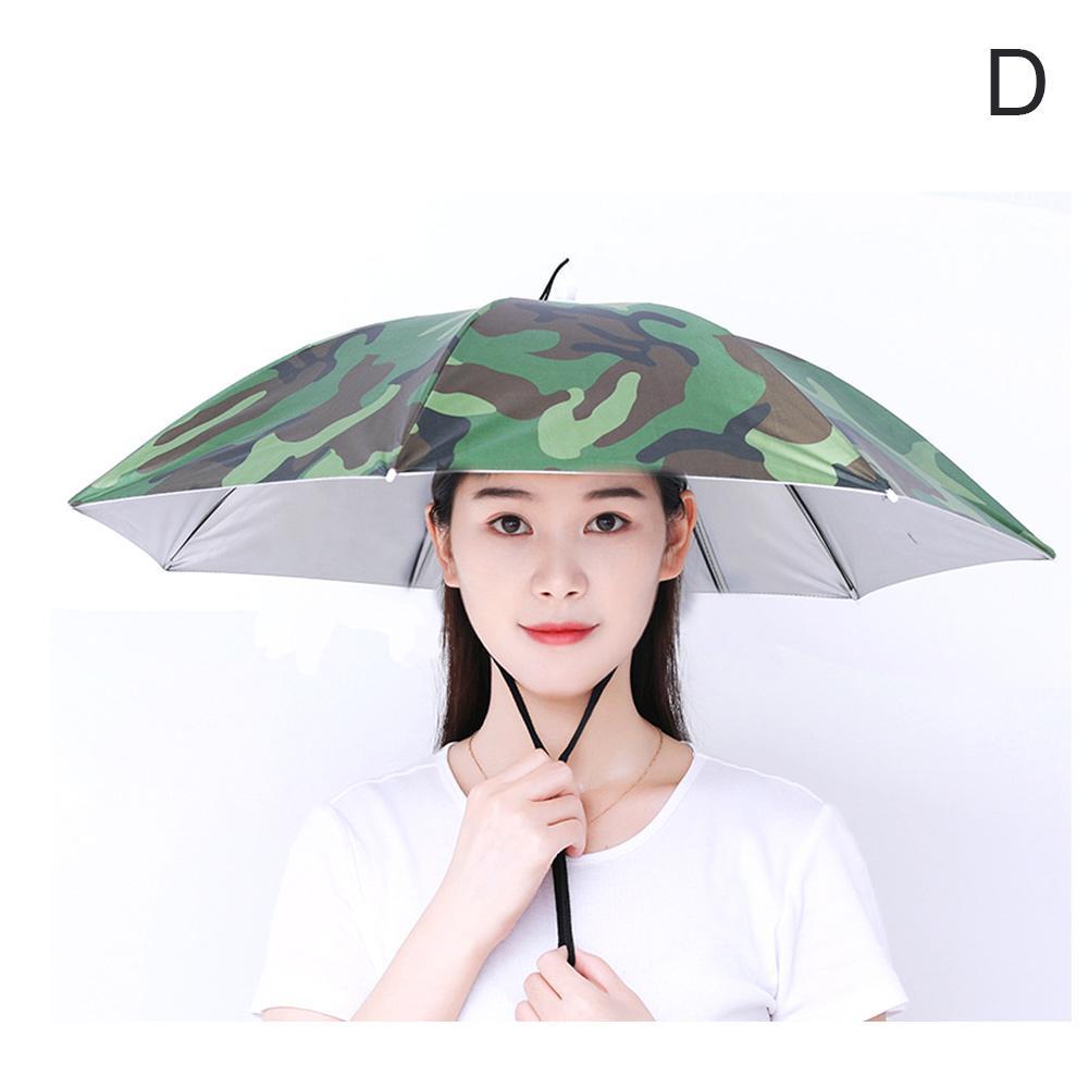 Portable Rain Umbrella Hat Foldable Outdoor Shade Beach Hats Hiking Wear Cap Waterproof Umbrella Fishing Campi A9i7: D
