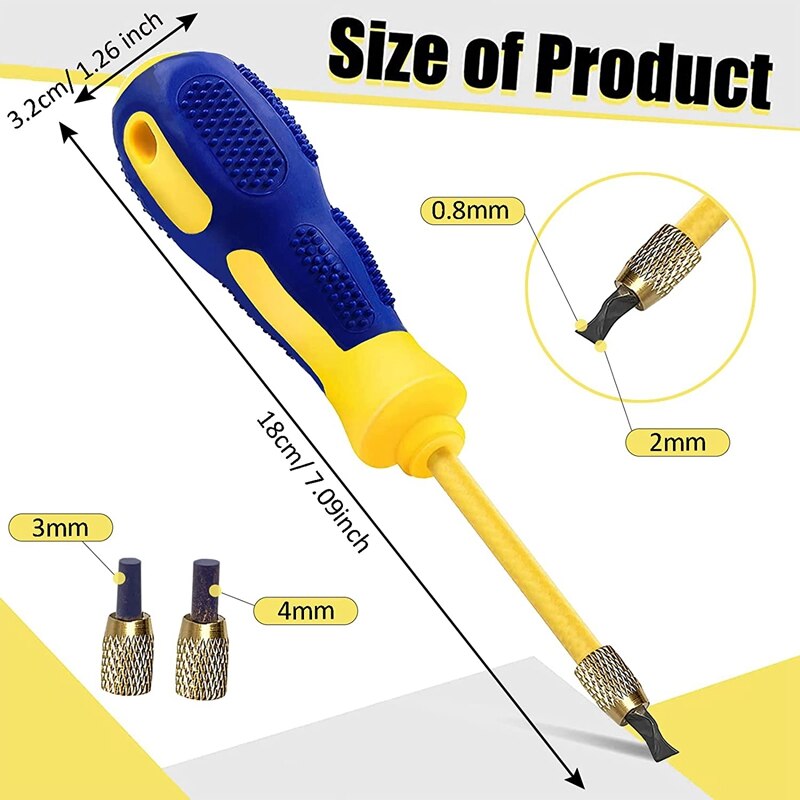 Practical 4 in 1 Tile Grout Remover Grout Scraping Rake Tool with 2 Carbide Alloy Head Grout Remover Scraper (0.8mm,2mm,3mm,4mm