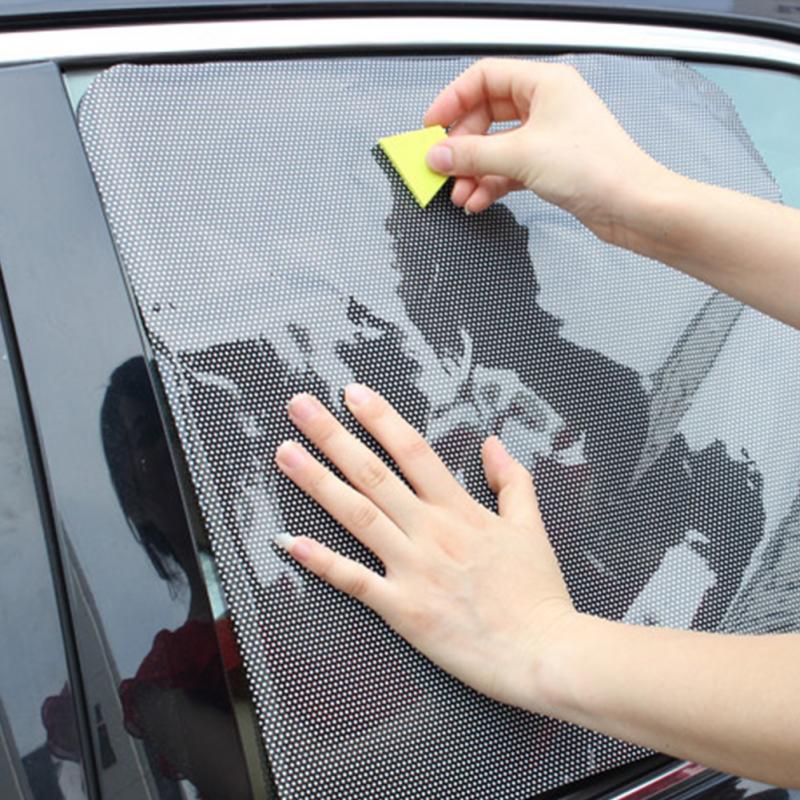 2pcs 42x38cm DIY Car Sun Shades Film Sun Protection Window Cover Black PVC Sunshade Side Window Shield with Small Holes