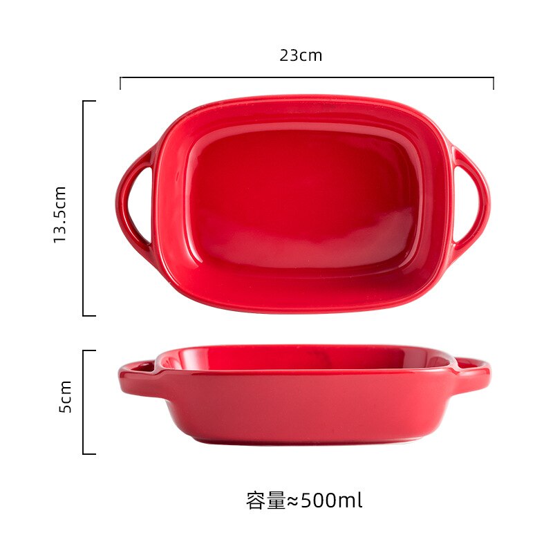 Yellow/Red/Blue/Green/Grey/Pink 400ml/500ml Fruit Salad Bowls Ceramic Tableware Tray Decorative Living Room Plates: 500ml Red