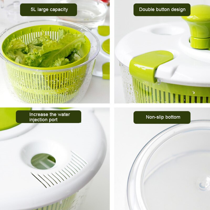 Køkken manuel grøntsags tørretumbler multifunktion frugt opbevaringskurv frugt vask ren roter dørslag spinner tilbehør værktøj