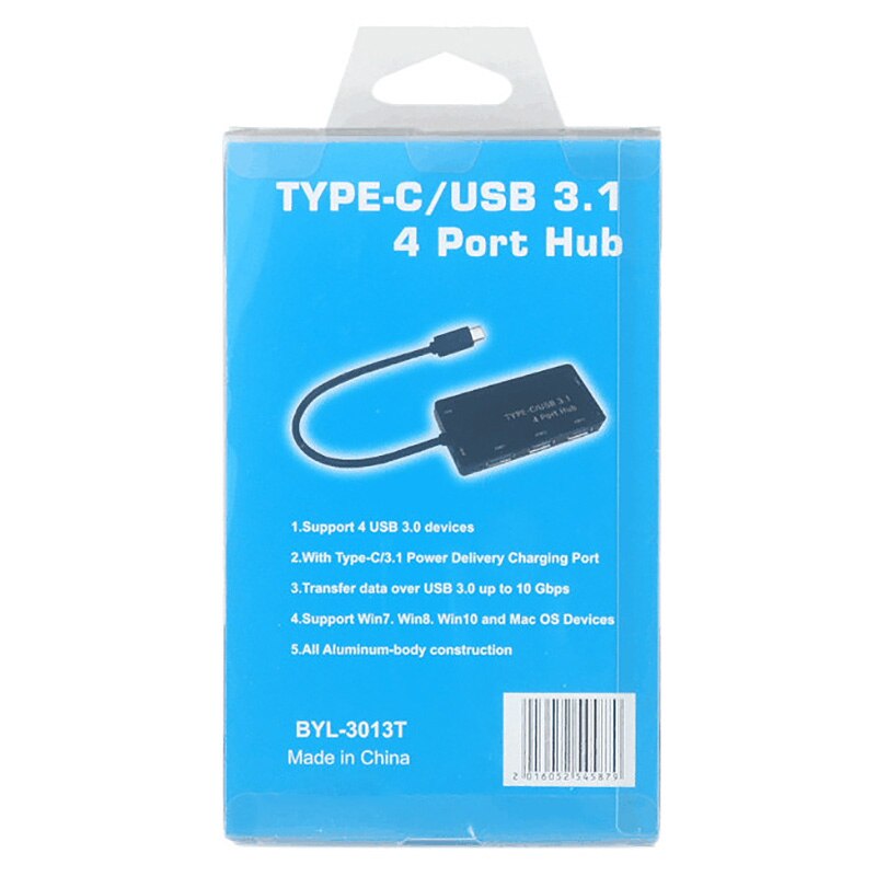 Usb-hub dockingstation type-c  to 3 x usb 3.0 3- poorts usb-c-hub voor laptop-pc