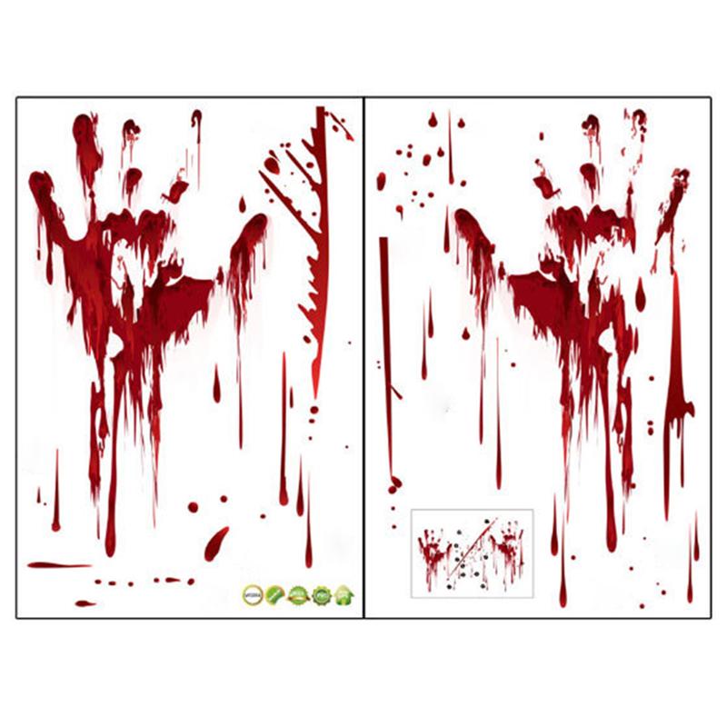 2 stk halloween wallstickers skræmmende klistermærke glaspasta dekor blodpalmepasta til hjemmebar