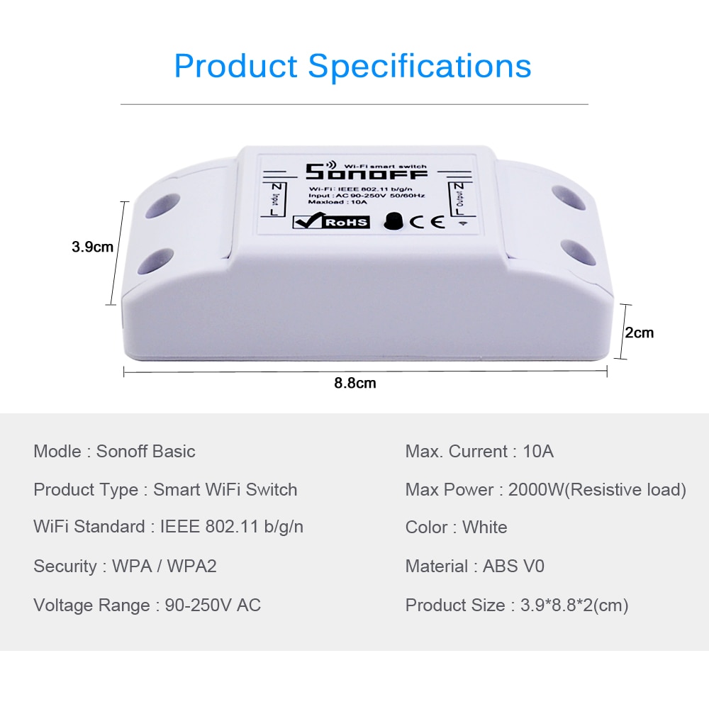 Module Sonoff 10A – Interrupteur Wi-Fi Sans Fil – Neuf