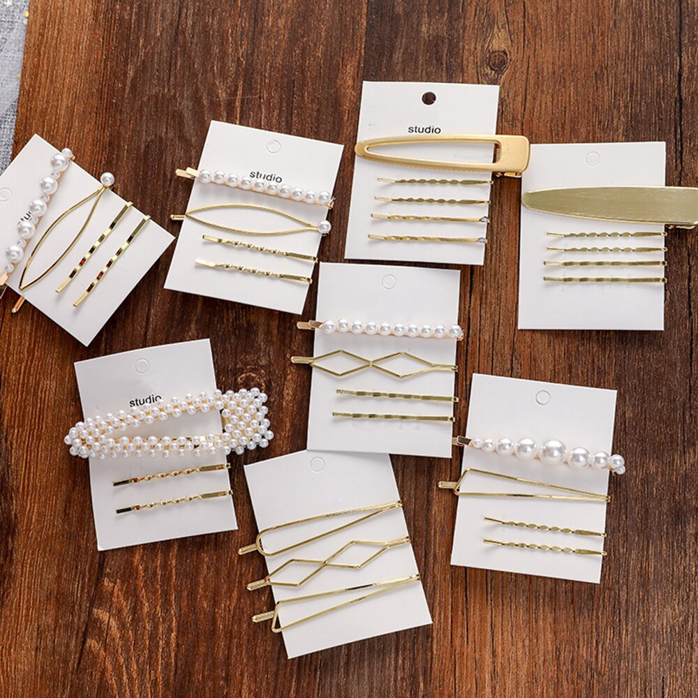 fille métal perle épingle à cheveux combinaison minimaliste doux vent frange Clip mot Clip côté Barrette Clips cartes cheveux accessoire