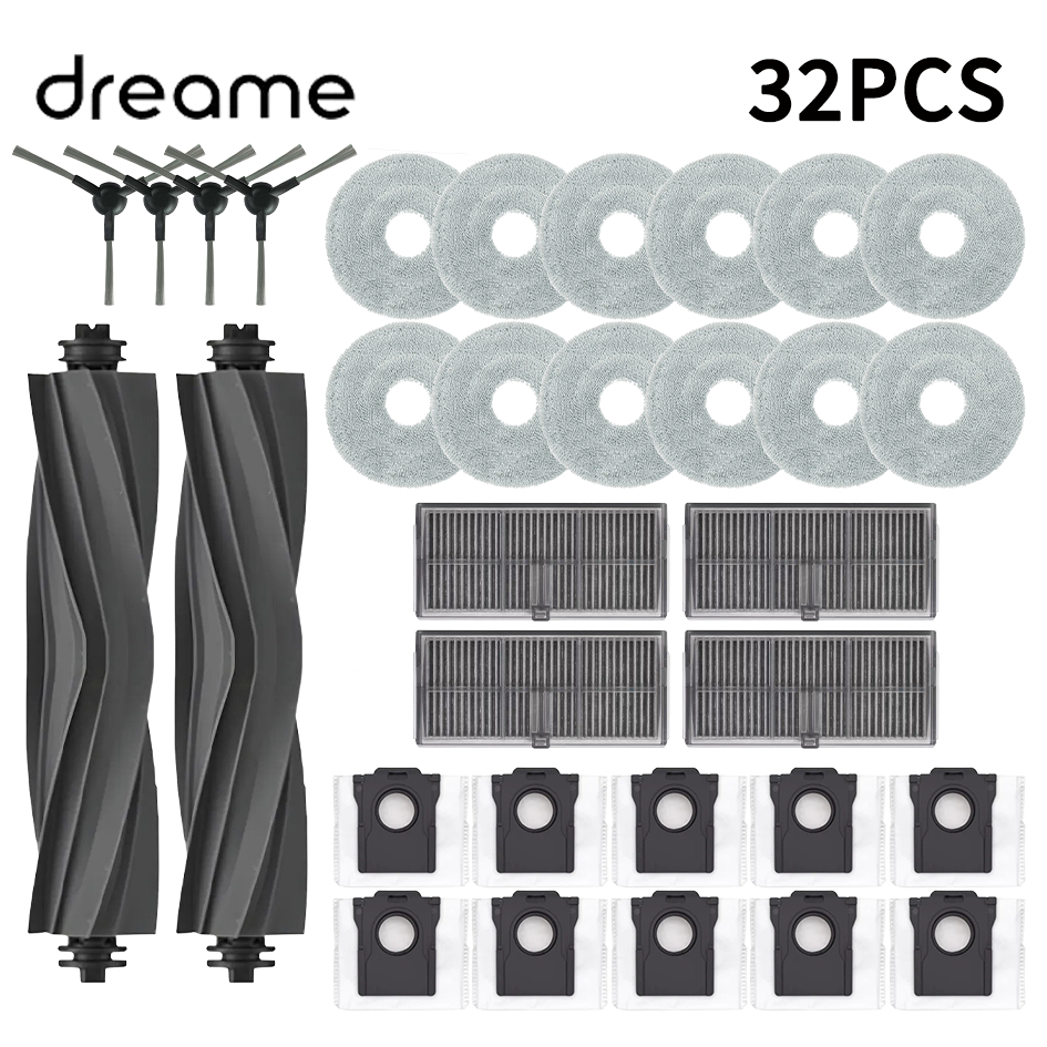 Dreame Mova E30 Ultra / Trouver E30 Ultra Vacuum Cleaner Replacement Accessories Main Side Brush Filter Mop Dust Bag: Clear