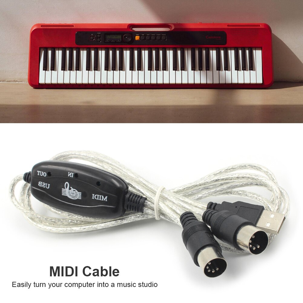 Professionele Usb In-Out Midi Adapter Kabel Pc Naar Music Elektronische Keyboard Converter Cord Ondersteunt Voor Windows 7/ 10/ 98SE/Me